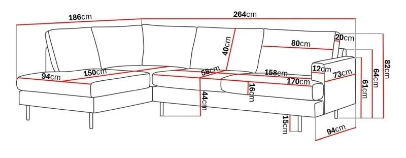 Menard Compact 4-seters Venstrevendt L-formet Sjeselongsofa i Stoff - Beige - Møbler - Sofaer - Sofaer med sjeselong - 4 seters sofa med divan