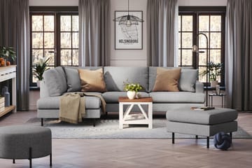 Menard Compact 4-seters Venstrevendt L-formet Sjeselongsofa i Stoff - Grå - Møbler - Sofaer - Sofaer med sjeselong - 4 seters sofa med divan