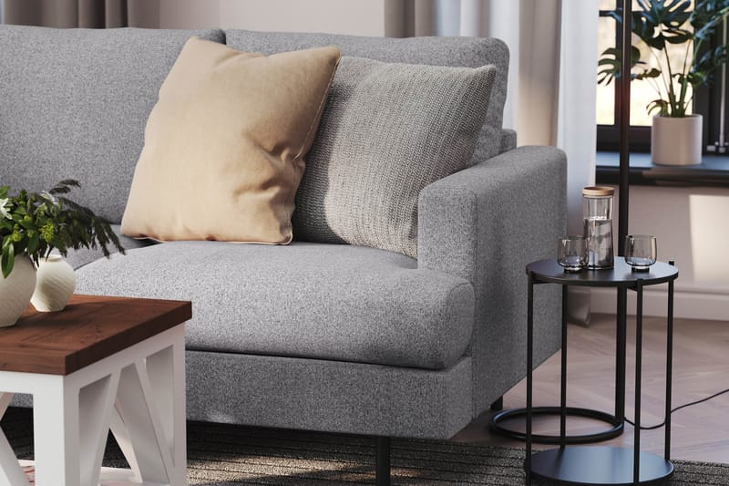 Menard Compact 4-seters Venstrevendt L-formet Sjeselongsofa i Stoff - Grå - Møbler - Sofaer - Sofaer med sjeselong - 4 seters sofa med divan
