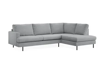 Menard Compact 4-seters Venstrevendt L-formet Sjeselongsofa i Stoff - Grå - Møbler - Sofaer - Sofaer med sjeselong - 4 seters sofa med divan