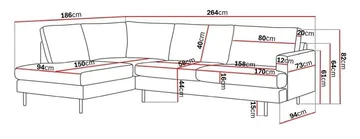 Menard Compact 4-seters Venstrevendt L-formet Sjeselongsofa i Stoff - Mørk grå - Møbler - Sofaer - Sofaer med sjeselong - 4 seters sofa med divan