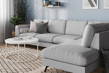 Ocean Lyx 4-seters Høyrevendt L-formet Sjeselongsofa i Stoff - Grå - Møbler - Sofaer - Sofaer med sjeselong - 4 seters sofa med divan
