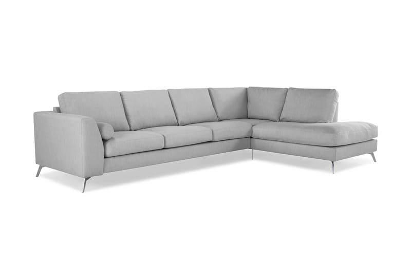 Ocean Lyx 4-seters Høyrevendt L-formet Sjeselongsofa i Stoff - Grå - Møbler - Sofaer - Sofaer med sjeselong - 4 seters sofa med divan