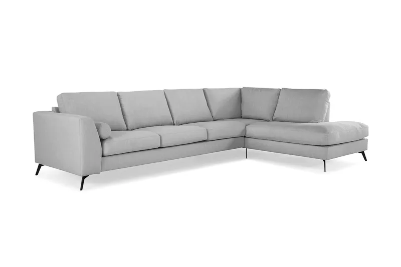 Ocean Lyx 4-seters Høyrevendt L-formet Sjeselongsofa i Stoff - Grå - Møbler - Sofaer - Sofaer med sjeselong - 4 seters sofa med divan