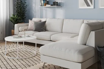 Ocean Lyx 4-seters Høyrevendt L-formet Sjeselongsofa i Stoff - Lys grå - Møbler - Sofaer - Sofaer med sjeselong - 4 seters sofa med divan