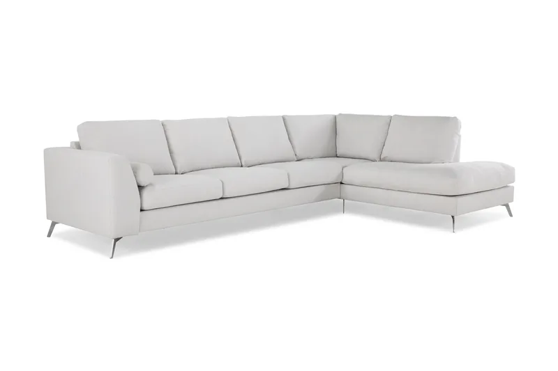 Ocean Lyx 4-seters Høyrevendt L-formet Sjeselongsofa i Stoff - Lys grå - Møbler - Sofaer - Sofaer med sjeselong - 4 seters sofa med divan