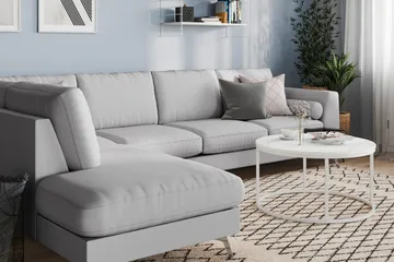 Ocean Lyx 4-seters Venstrevendt L-formet Sjeselongsofa i Stoff - Grå - Møbler - Sofaer - Sofaer med sjeselong - 4 seters sofa med divan
