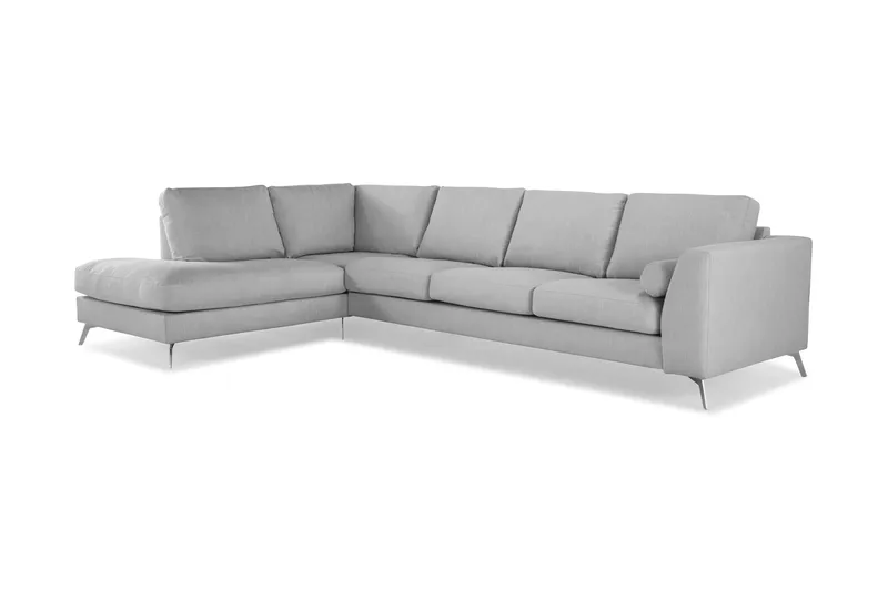 Ocean Lyx 4-seters Venstrevendt L-formet Sjeselongsofa i Stoff - Grå - Møbler - Sofaer - Sofaer med sjeselong - 4 seters sofa med divan