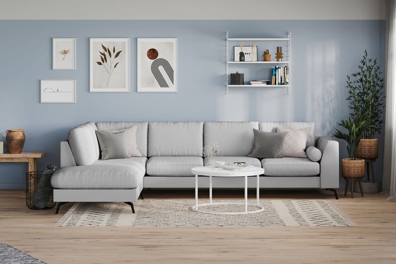 Ocean Lyx 4-seters Venstrevendt L-formet Sjeselongsofa i Stoff - Grå - Møbler - Sofaer - Sofaer med sjeselong - 4 seters sofa med divan