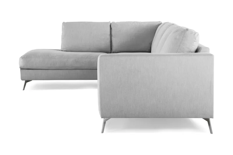 Ocean Lyx 4-seters Venstrevendt L-formet Sjeselongsofa i Stoff - Grå - Møbler - Sofaer - Sofaer med sjeselong - 4 seters sofa med divan