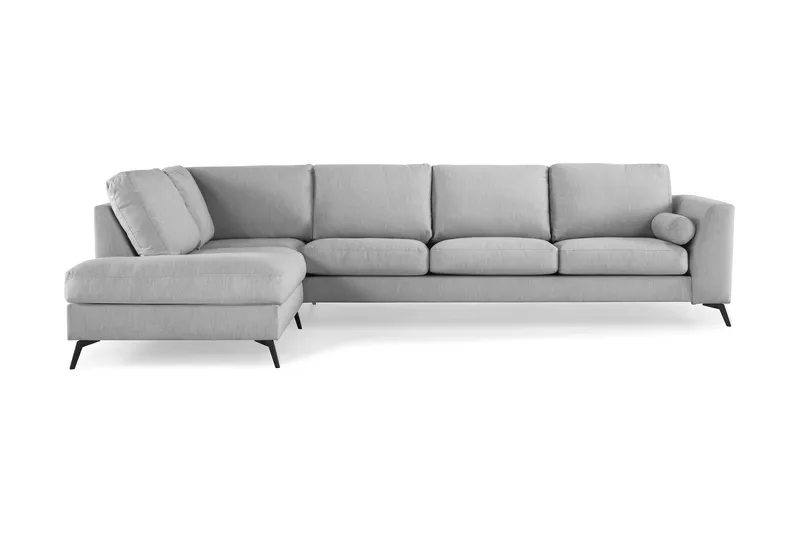 Ocean Lyx 4-seters Venstrevendt L-formet Sjeselongsofa i Stoff - Grå - Møbler - Sofaer - Sofaer med sjeselong - 4 seters sofa med divan