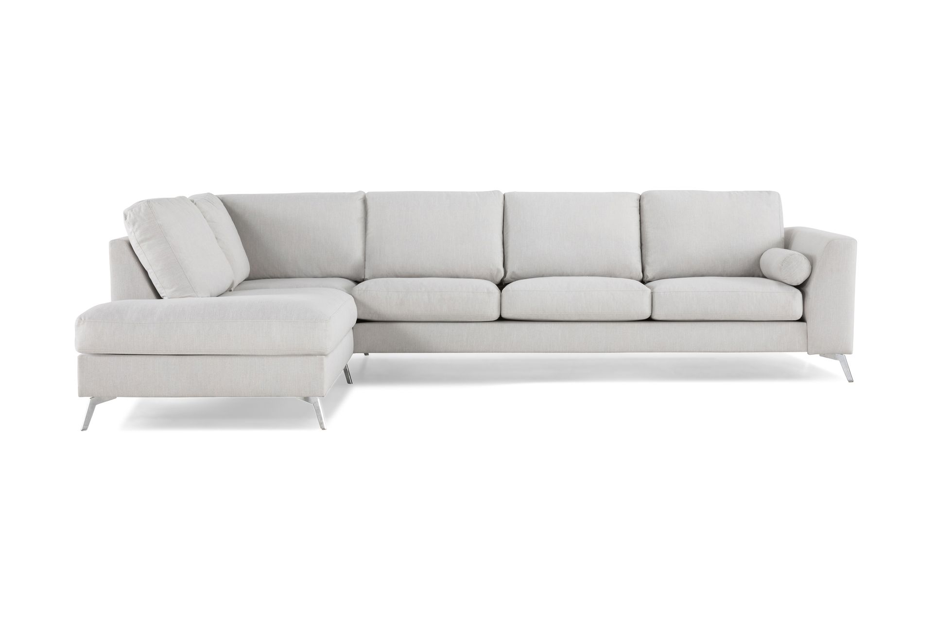 Ocean Lyx 4-seters Venstrevendt L-formet Sjeselongsofa i Stoff - Lys grå - Møbler - Sofaer - Sofaer med sjeselong - 4 seters sofa med divan