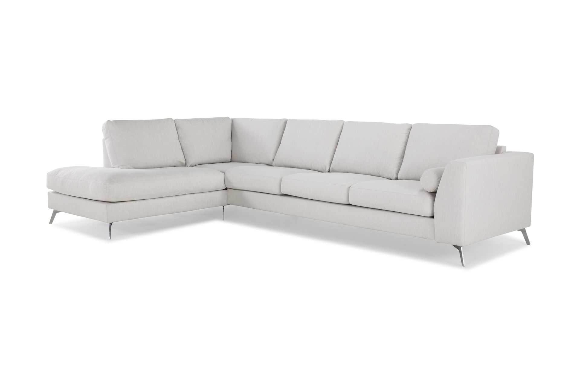 Ocean Lyx 4-seters Venstrevendt L-formet Sjeselongsofa i Stoff - Lys grå - Møbler - Sofaer - Sofaer med sjeselong - 4 seters sofa med divan