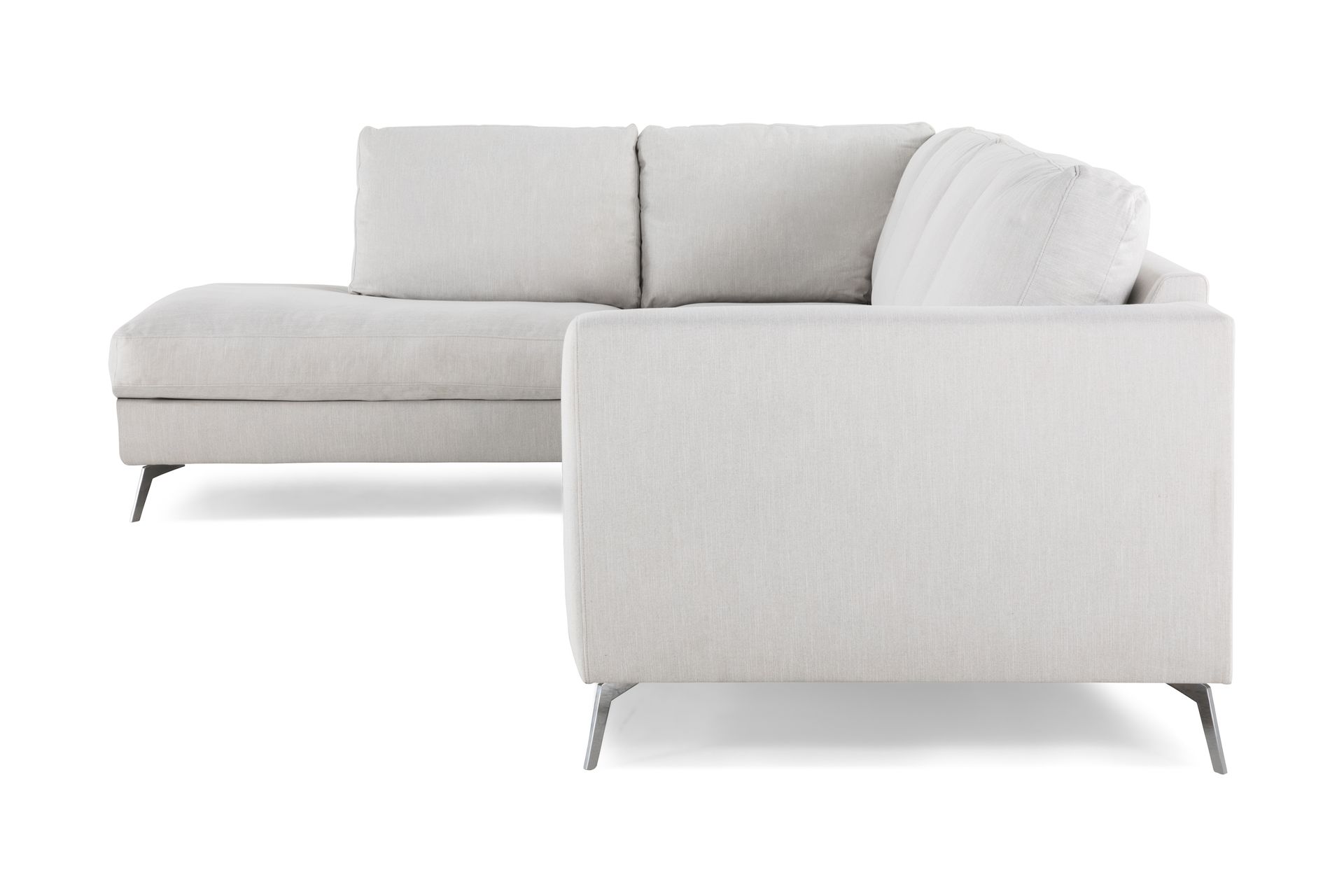 Ocean Lyx 4-seters Venstrevendt L-formet Sjeselongsofa i Stoff - Lys grå - Møbler - Sofaer - Sofaer med sjeselong - 4 seters sofa med divan
