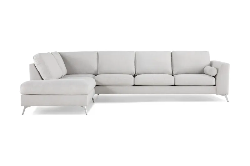 Ocean Lyx 4-seters Venstrevendt L-formet Sjeselongsofa i Stoff - Lys grå - Møbler - Sofaer - Sofaer med sjeselong - 4 seters sofa med divan