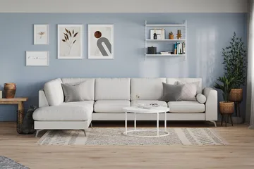 Ocean Lyx 4-seters Venstrevendt L-formet Sjeselongsofa i Stoff - Lys grå - Møbler - Sofaer - Sofaer med sjeselong - 4 seters sofa med divan