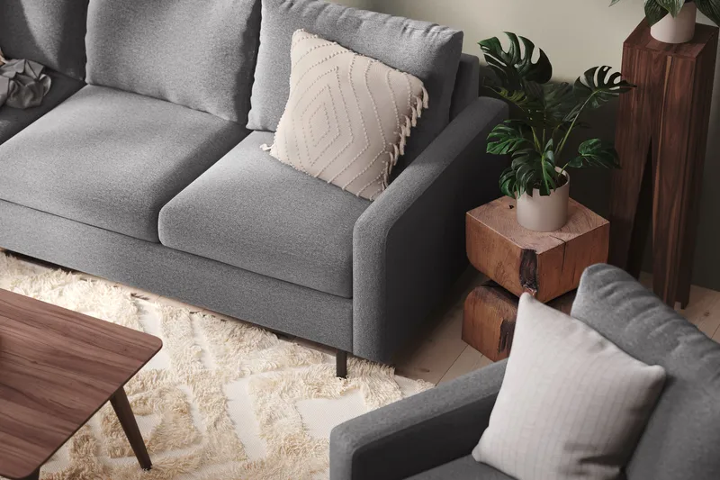 Peppe 4-seters Venstrevendt L-formet Sjeselongsofa i Stoff - Lys grå - Møbler - Sofaer - Sofaer med sjeselong - 4 seters sofa med divan