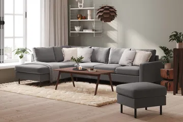 Peppe 4-seters Venstrevendt L-formet Sjeselongsofa i Stoff - Lys grå - Møbler - Sofaer - Sofaer med sjeselong - 4 seters sofa med divan