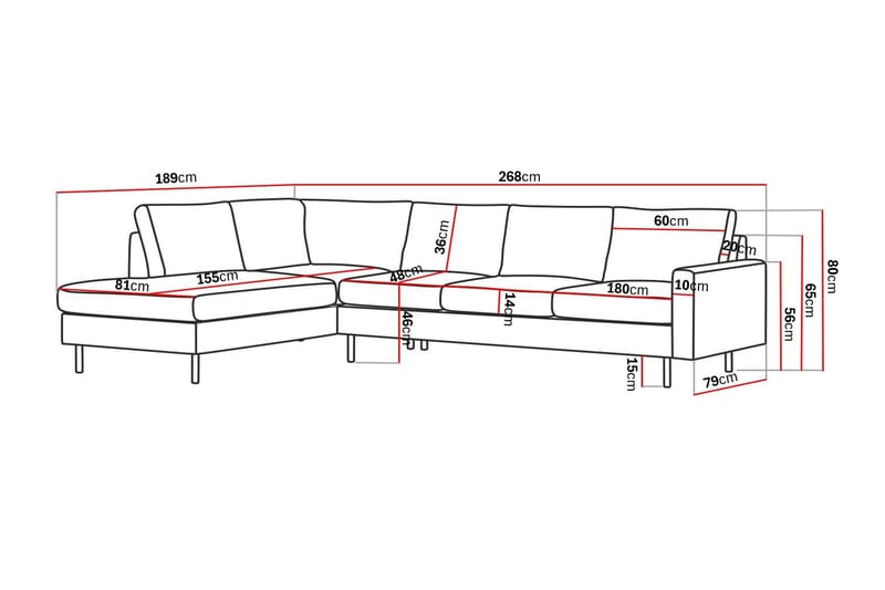 Peppe 4-seters Venstrevendt L-formet Sjeselongsofa i Stoff - Lys grå - Møbler - Sofaer - Sofaer med sjeselong - 4 seters sofa med divan