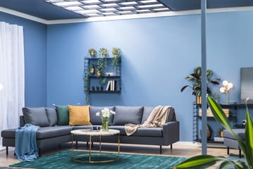 Peppe 4-seters Venstrevendt L-formet Sjeselongsofa i Stoff - Mørk grå - Møbler - Sofaer - Sofaer med sjeselong - 4 seters sofa med divan