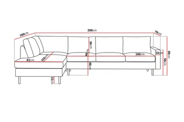 Peppe 4-seters Venstrevendt L-formet Sjeselongsofa i Stoff - Mørk grå - Møbler - Sofaer - Sofaer med sjeselong - 4 seters sofa med divan