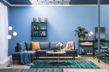 Peppe 4-seters Venstrevendt L-formet Sjeselongsofa i Stoff - Mørk grå - Møbler - Sofaer - Sofaer med sjeselong - 4 seters sofa med divan