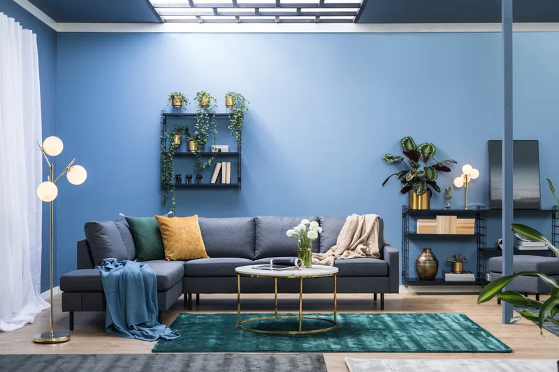 Peppe 4-seters Venstrevendt L-formet Sjeselongsofa i Stoff - Mørk grå - Møbler - Sofaer - Sofaer med sjeselong - 4 seters sofa med divan