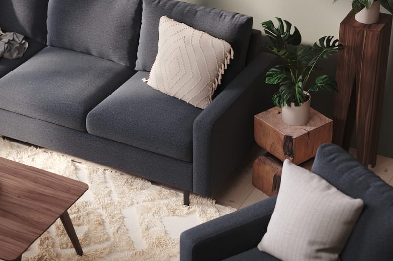 Peppe 4-seters Venstrevendt L-formet Sjeselongsofa i Stoff - Mørk grå - Møbler - Sofaer - Sofaer med sjeselong - 4 seters sofa med divan