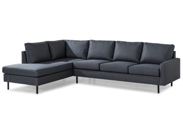 Peppe 4-seters Venstrevendt L-formet Sjeselongsofa i Stoff - Mørk grå - Møbler - Sofaer - Sofaer med sjeselong - 4 seters sofa med divan