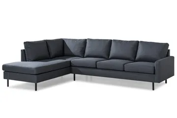 Peppe 4-seters Venstrevendt L-formet Sjeselongsofa i Stoff - Mørk grå - Møbler - Sofaer - Sofaer med sjeselong - 4 seters sofa med divan