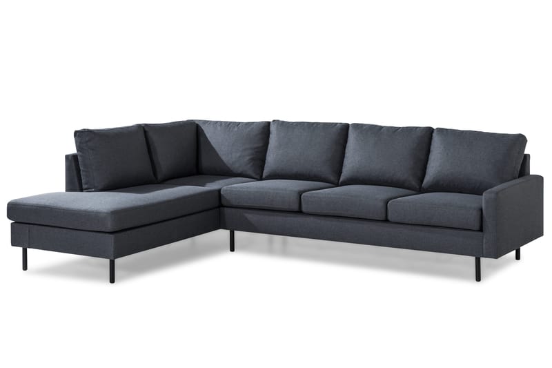 Peppe 4-seters Venstrevendt L-formet Sjeselongsofa i Stoff - Mørk grå - Møbler - Sofaer - Sofaer med sjeselong - 4 seters sofa med divan