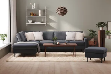 Peppe 4-seters Venstrevendt L-formet Sjeselongsofa i Stoff - Mørk grå - Møbler - Sofaer - Sofaer med sjeselong - 4 seters sofa med divan