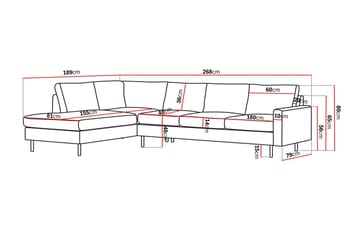 Peppe 4-seters Venstrevendt L-formet Sjeselongsofa i Stoff - Mørk grå - Møbler - Sofaer - Sofaer med sjeselong - 4 seters sofa med divan