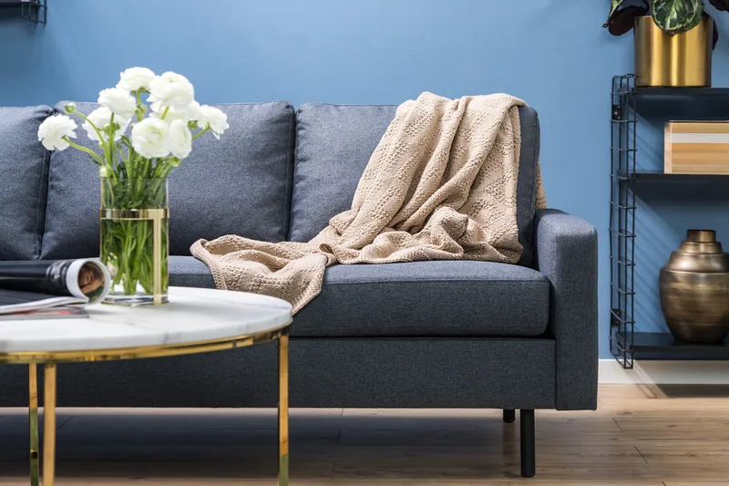 Peppe 4-seters Venstrevendt L-formet Sjeselongsofa i Stoff - Mørk grå - Møbler - Sofaer - Sofaer med sjeselong - 4 seters sofa med divan