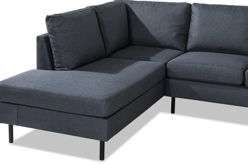 Peppe 4-seters Venstrevendt L-formet Sjeselongsofa i Stoff - Mørk grå - Møbler - Sofaer - Sofaer med sjeselong - 4 seters sofa med divan
