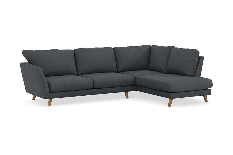Sjeselongsofa Colt Lyx Høyre - Mørkegrå Kordfløyel - 4 seters sofa med divan - Sofaer med sjeselong