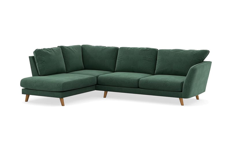 Sjeselongsofa Colt Lyx Venstre - Grønn Fløyel - 4 seters sofa med divan - Sofaer med sjeselong