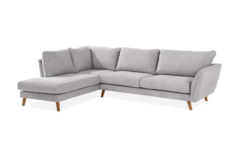 Sjeselongsofa Colt Lyx Venstre - Lysegrå/Eik - 4 seters sofa med divan - Sofaer med sjeselong