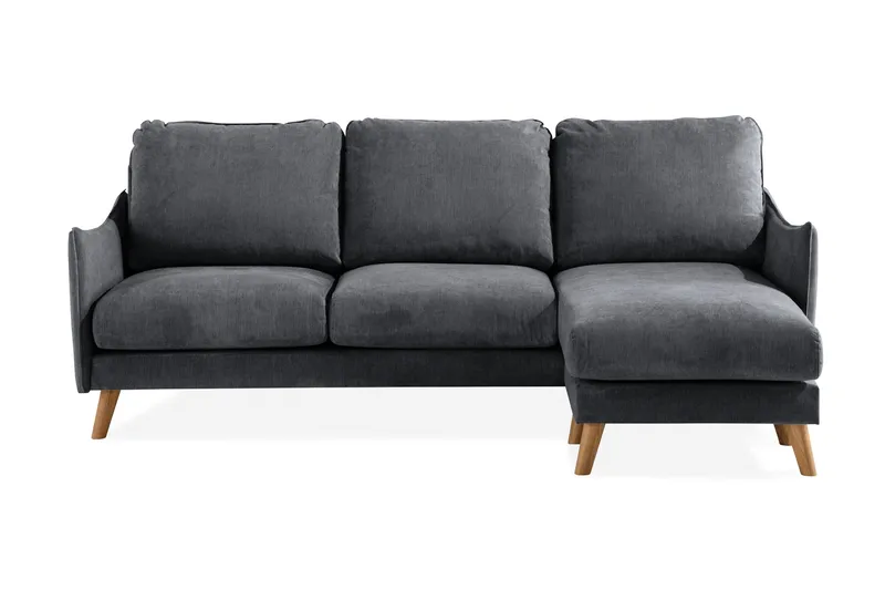 Trend Lyx 3-seter Divansofa Høyre, Mørkegrå/Eik