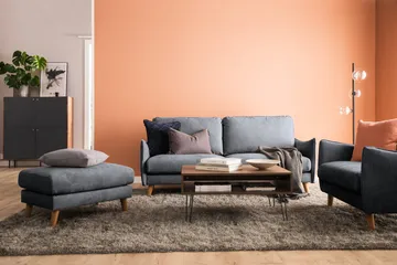 Trend Lyx 3-seter Divansofa Høyre - Mørkegrå/Eik - Møbler - Sofaer - Sofaer med sjeselong - 4 seters sofa med divan