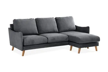 Trend Lyx 3-seter Divansofa Høyre - Mørkegrå/Eik - Møbler - Sofaer - Sofaer med sjeselong - 4 seters sofa med divan