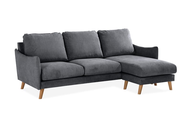 Trend Lyx 3-seter Divansofa Høyre - Mørkegrå/Eik - Møbler - Sofaer - Sofaer med sjeselong - 4 seters sofa med divan