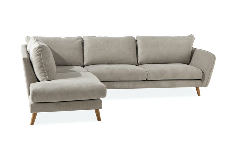 Trend Lyx 3-seter Divansofa Venstre - Beige/Eik - Møbler - Sofaer - Sofaer med sjeselong - 4 seters sofa med divan