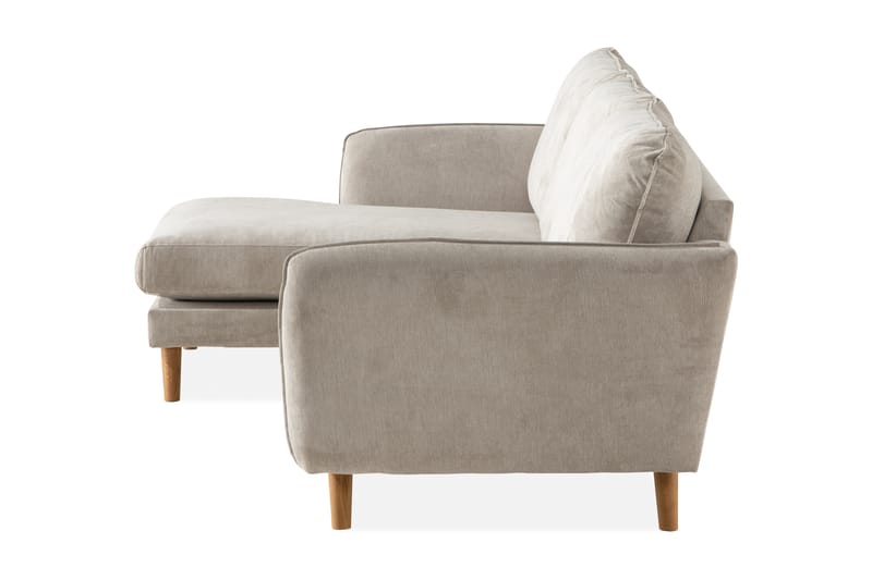 Trend Lyx 3-seter Divansofa Venstre - Beige/Eik - Møbler - Sofaer - Sofaer med sjeselong - 4 seters sofa med divan