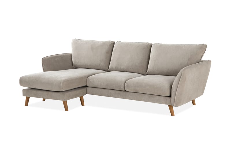 Trend Lyx 3-seter Divansofa Venstre - Beige/Eik - Møbler - Sofaer - Sofaer med sjeselong - 4 seters sofa med divan