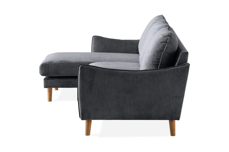 Trend Lyx 3-seter Divansofa Venstre - Mørkegrå/Eik - Møbler - Sofaer - Sofaer med sjeselong - 4 seters sofa med divan