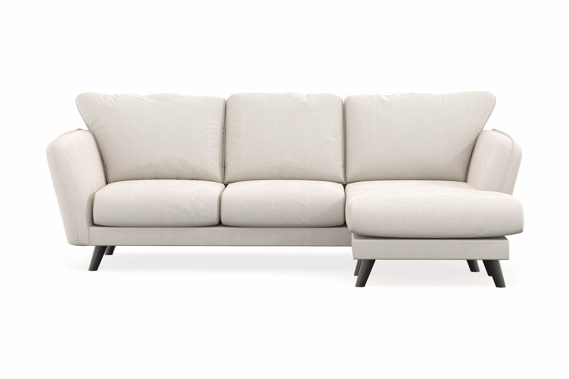 Trend Lyx 3-seters Høyrevendt L-formet Sjeselongsofa i Fløyel - Kremhvit - Møbler - Sofaer - Sofaer med sjeselong - 4 seters sofa med divan