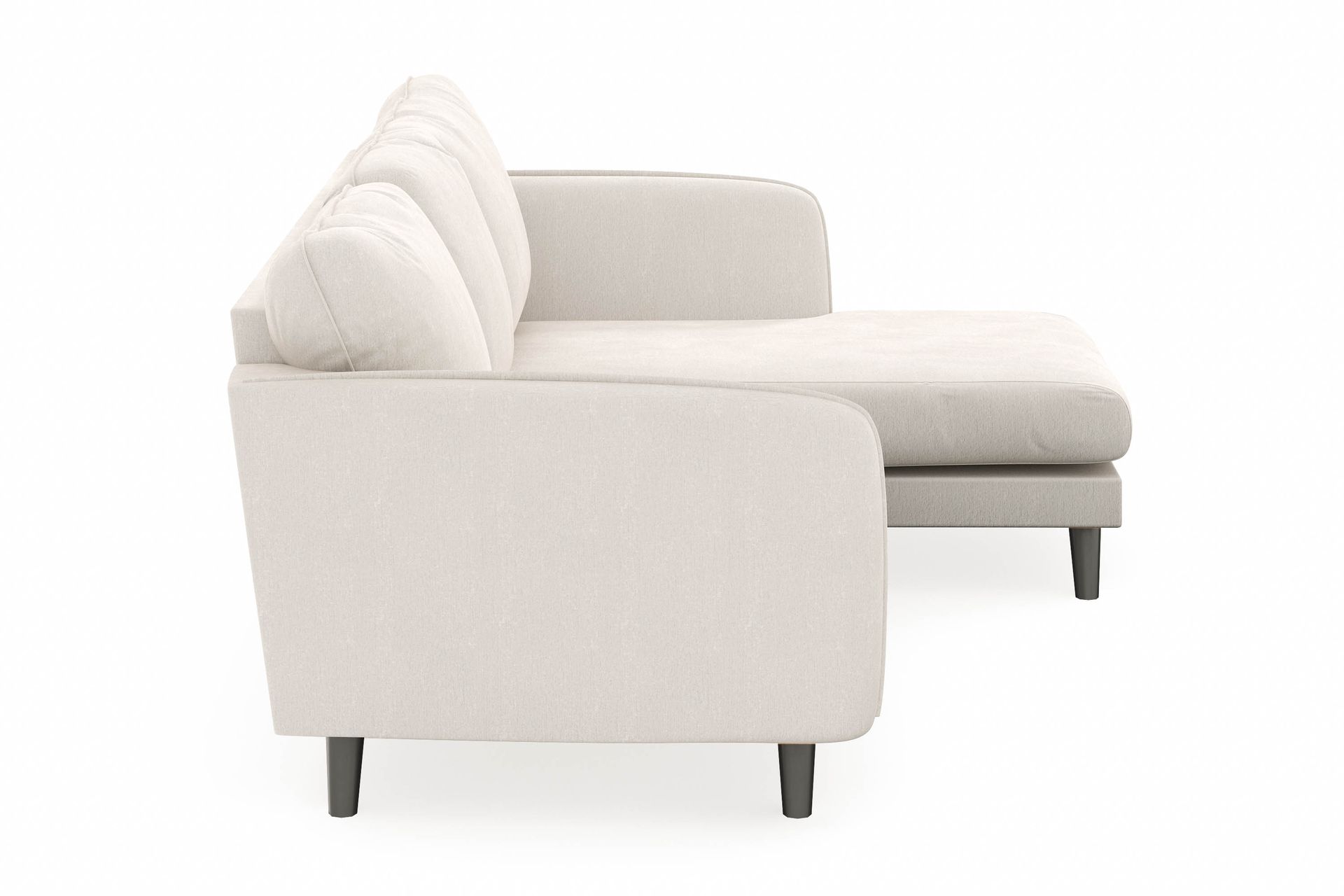 Trend Lyx 3-seters Høyrevendt L-formet Sjeselongsofa i Fløyel - Kremhvit - Møbler - Sofaer - Sofaer med sjeselong - 4 seters sofa med divan