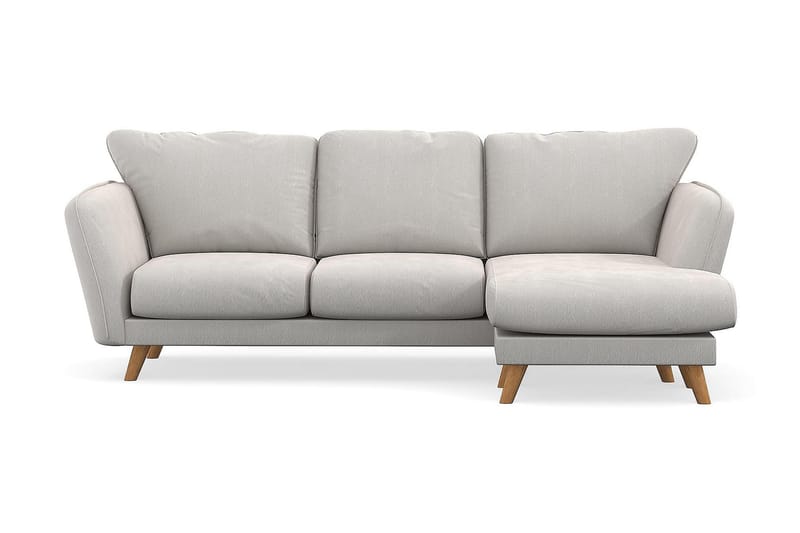 Trend Lyx 3-seters Høyrevendt L-formet Sjeselongsofa i Fløyel - Kremhvit - Møbler - Sofaer - Sofaer med sjeselong - 4 seters sofa med divan