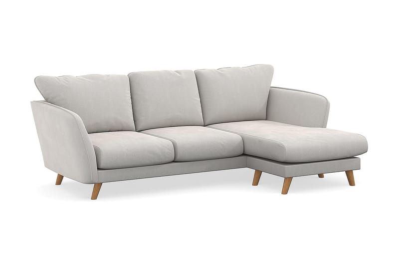 Trend Lyx 3-seters Høyrevendt L-formet Sjeselongsofa i Fløyel - Kremhvit - Møbler - Sofaer - Sofaer med sjeselong - 4 seters sofa med divan